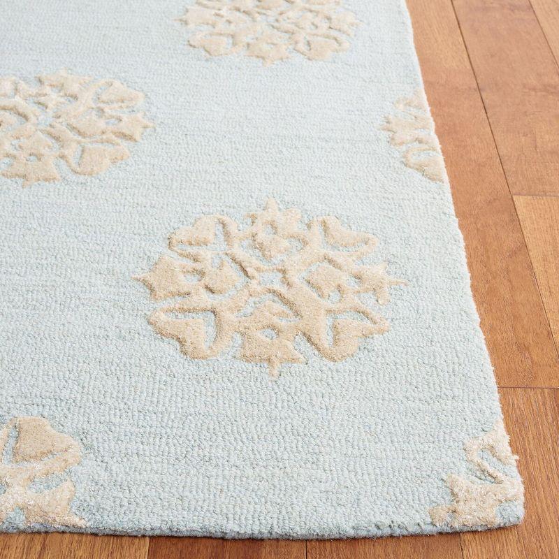 Handmade Light Blue and Beige Wool Tufted Area Rug