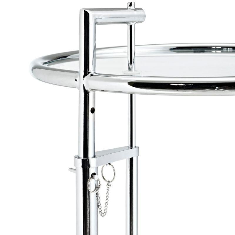 Eileen Gray Side Table Silver - Modway: Adjustable Height, Modern Classic, 20" Round Glass Top