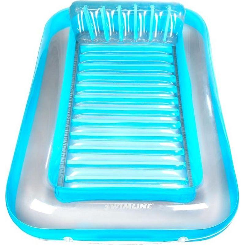 Blue Inflatable Swimming Pool Lounger with Pillow 70"