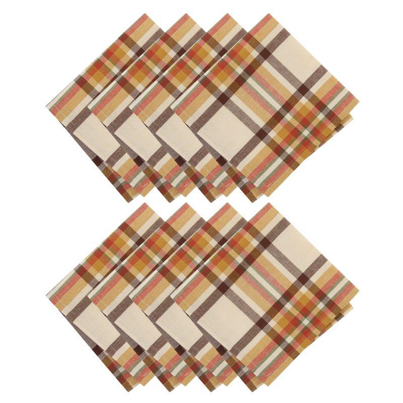 Russet Harvest Plaid Cotton Thanksgiving Napkins, Set of 8