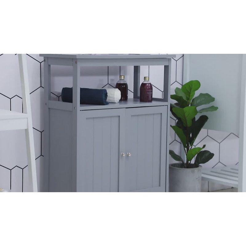 kleankin Freestanding Modern Bathroom Storage Cabinet, with Doors and Open Shelf, Bathroom Organizer Furniture