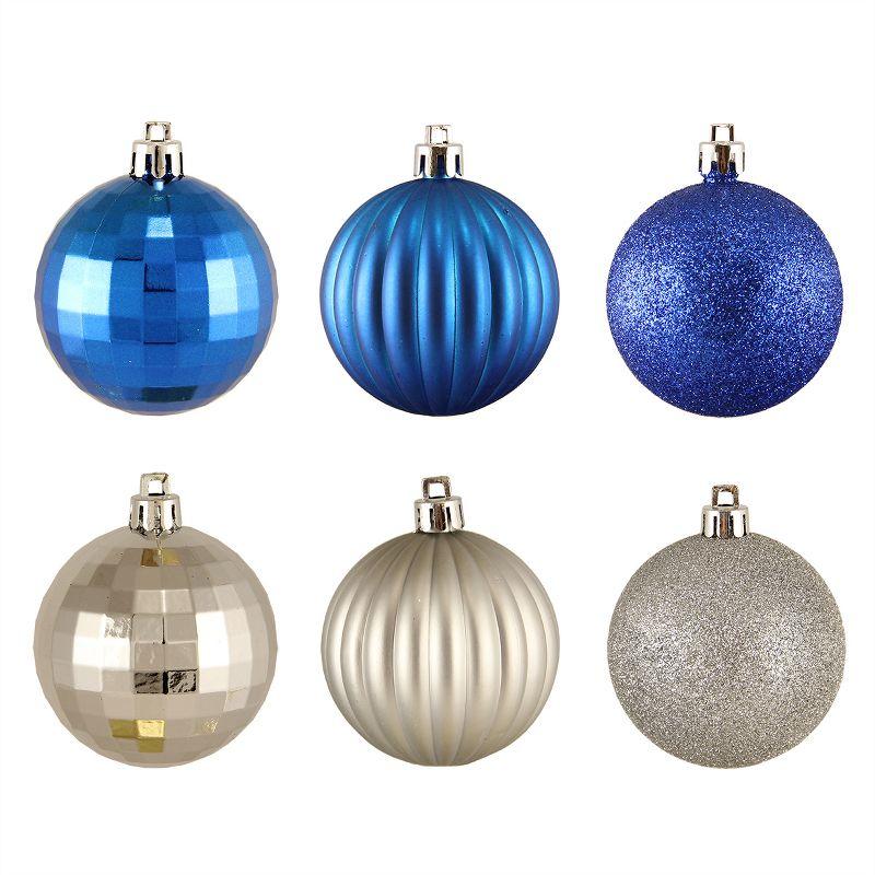 100-Piece Silver and Blue Shatterproof Christmas Ball Ornament Set