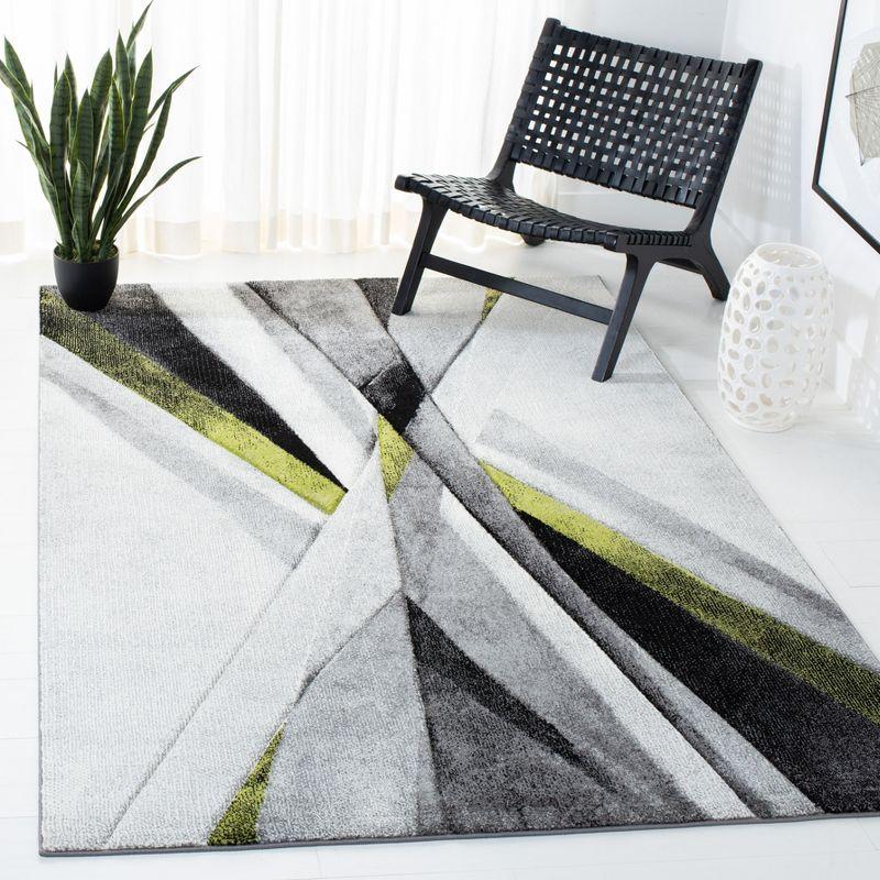 Mid-Century Modern Hand-Knotted Gray Synthetic Area Rug