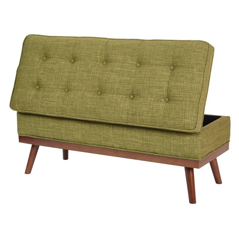 Katheryn Storage Bench Green - OSP Home Furnishings: Mid-Century Modern Ottoman, Plywood Frame, Polyester Upholstery