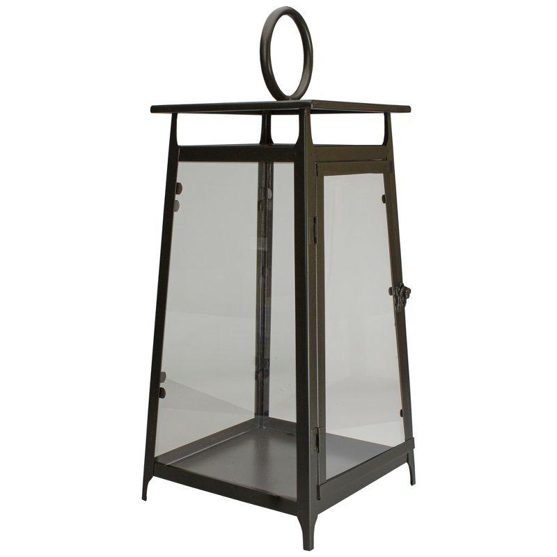 Melrose 20" Brown Rustic Candle Lantern With a Latch Hook Lock Tabletop Decor