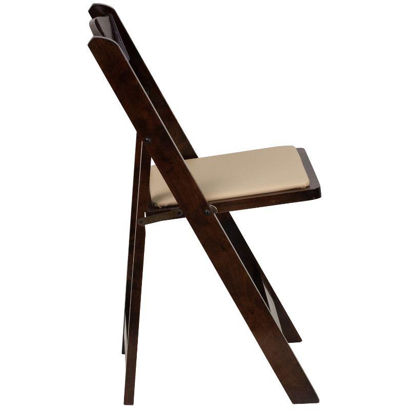 Fruitwood Armless Wood Folding Chair with Vinyl Padded Seat