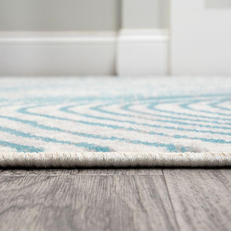 Coastal Geometric Blue Synthetic 4' x 6' Area Rug