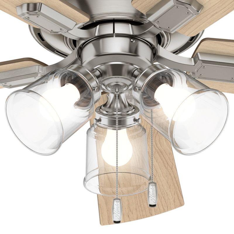 52" Crestfield Low Profile Ceiling Fan (Includes LED Light Bulb) Brushed Nickel - Hunter Fan: 5-Blade, 3-Speed, Flush Mount, Reversible Motor