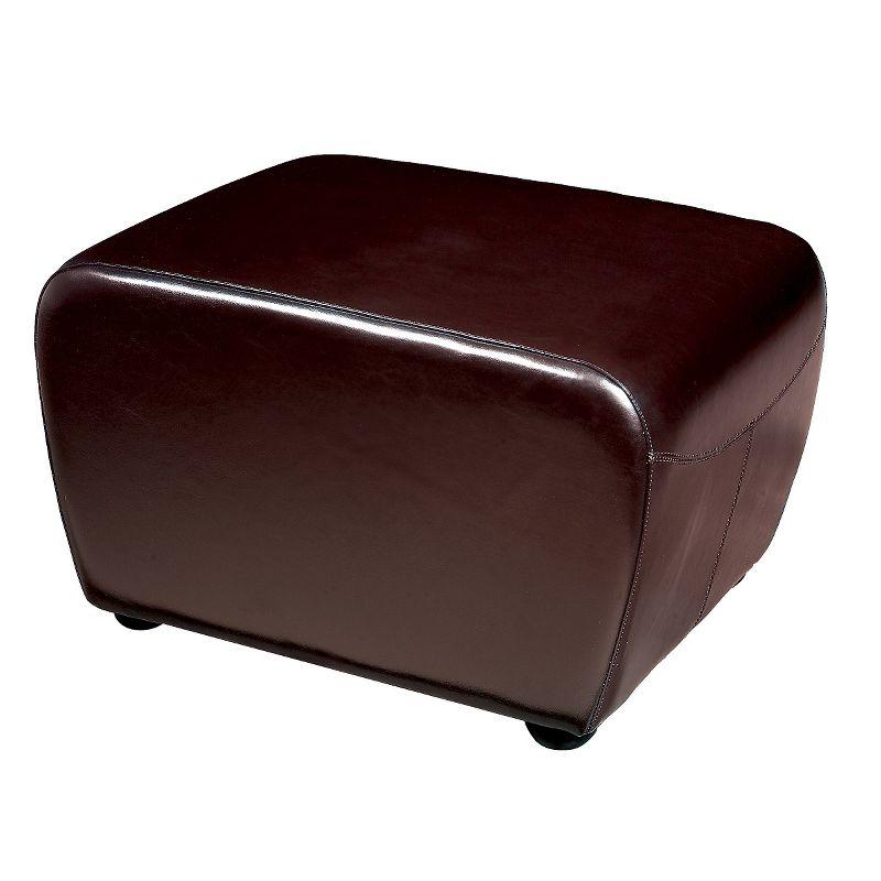 Full Leather Ottoman with Rounded Sides - Baxton Studio