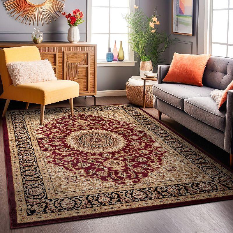 World Rug Gallery Traditional Oriental Medallion Area Rug - Burgundy 6'6" x 9'