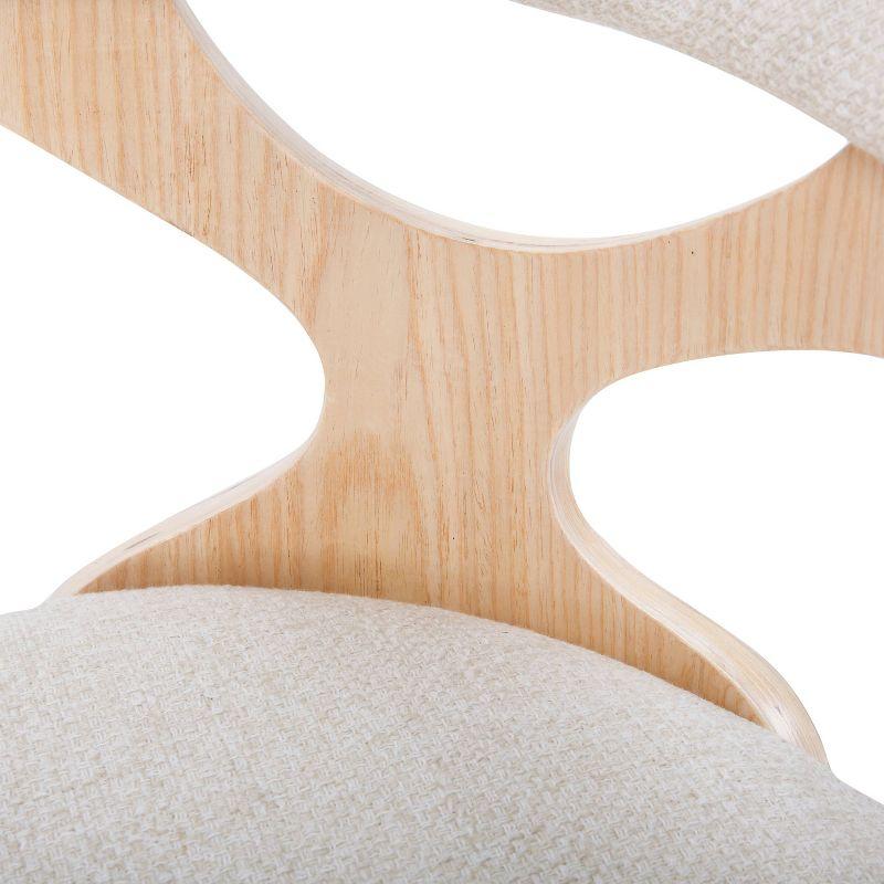 Gardenia Mid-Century Modern Dining Accent Chair with Swivel Wood/Polyester Natural/Cream - LumiSource