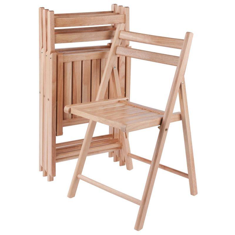 Natural Wood Armless Folding Reception Chairs, Set of 4