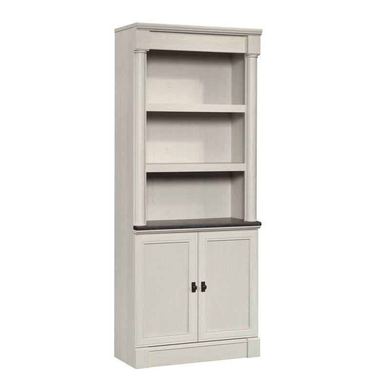 Sauder 71.85"Palladia Library with Doors Glacier Oak: Adjustable, Laminated, 5-Shelf Storage: Metal Hardware, MDF Frame