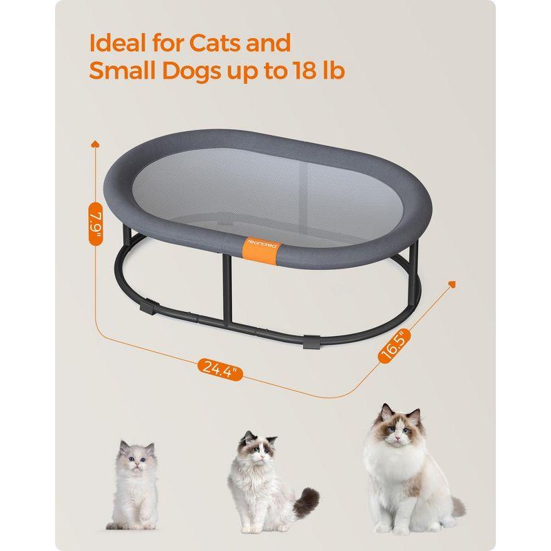 Feandrea Pet Bed, Cat Hammock, Elevated Cat Bed for Multiple Cats, with Removable Washable Mesh, for Pets up to 28 lb, Oval, Gray