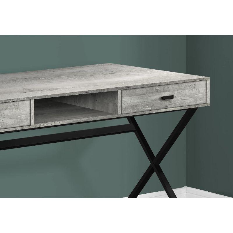 Monarch Specialties Computer Desk Home Office Laptop Storage Drawers 48InchL Work Metal Laminate Grey Black Contemporary Modern