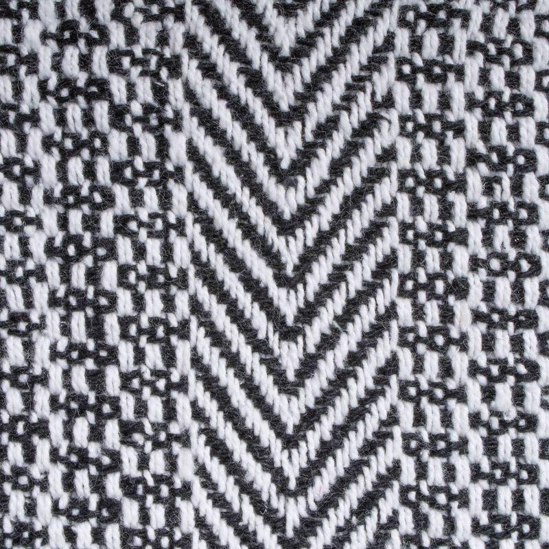 Chic Herringbone Stripe Cotton Throw with Sherpa Backing, 50"x60" - Black