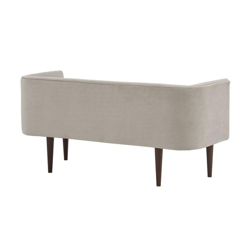 Cream Velvet Upholstered Bench with Solid Wood Legs