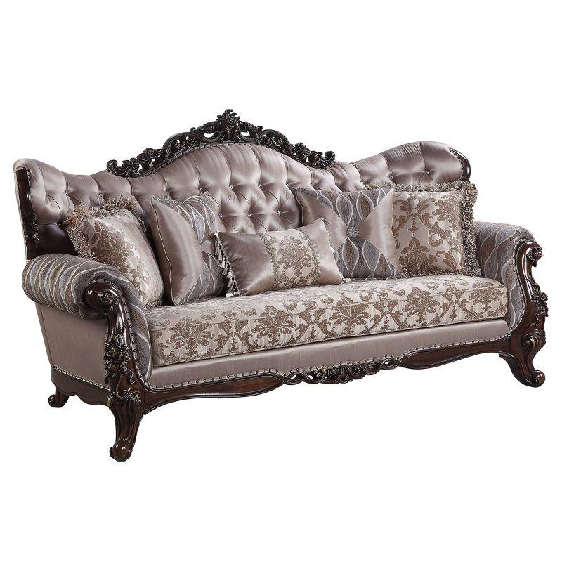 Acme Furniture 92" Benbek Sofa Fabric and Antique Oak Finish: Leather Upholstery, Wood Frame, Includes Accent Pillow
