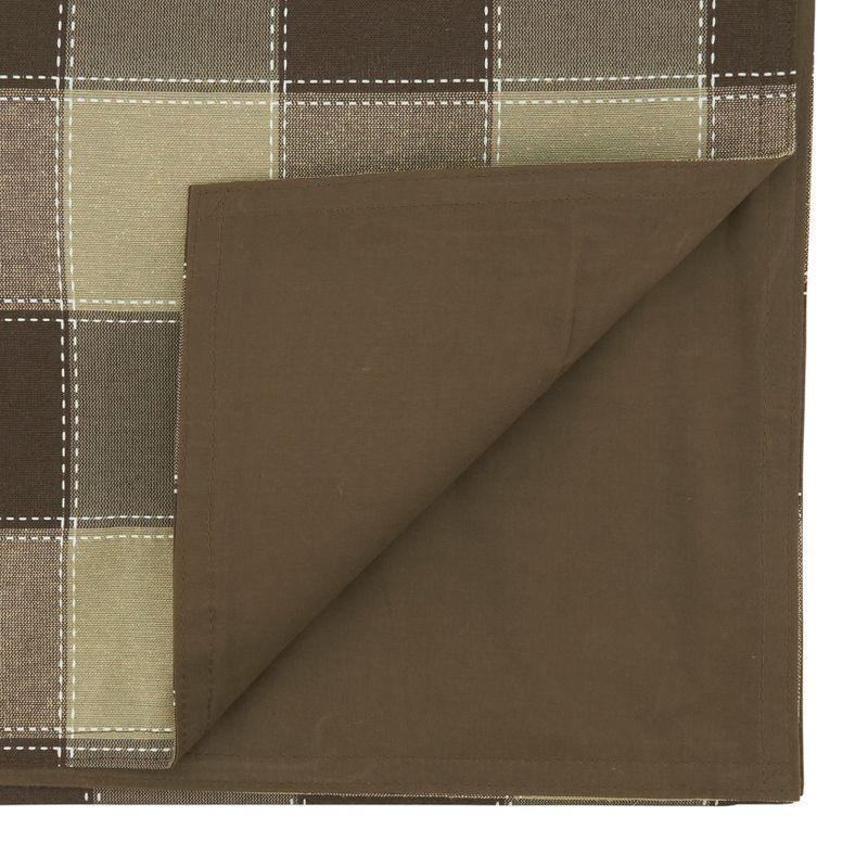 Saro Lifestyle Stitched Plaid Design Cotton And Poly Blend Table Runner