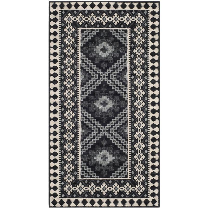 Veranda VER099 Power Loomed Indoor/Outdoor Accent Rug - Black/Creme - 2'7"x5' - Safavieh