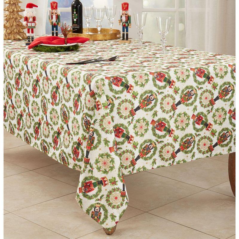 Saro Rectangular_Holiday Tablecloth With Nutcracker Design