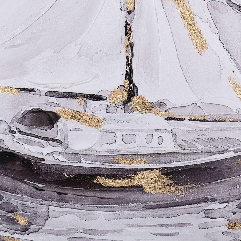 35"x24" Lifted Sail Hand Painted Framed Canvas Art Yellow - StyleCraft: Nautical Abstract Wall Decor