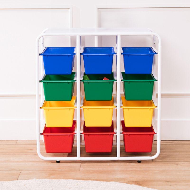 ECR4Kids 4-Tier Storage Rack with 12 Cubby Bins 4x3