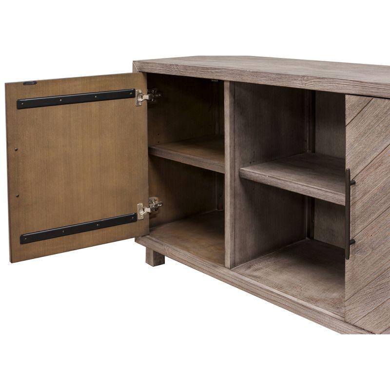 Palisade Console TV Stand for TVs up to 60" Gray - Martin Furniture: Herringbone Pattern, Iron Hardware