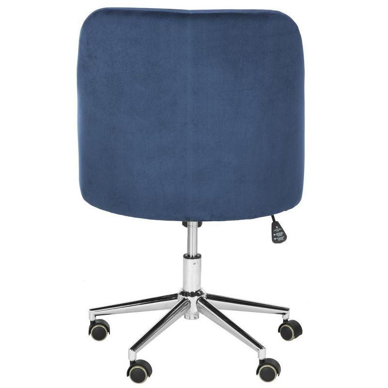 Evelynn Navy Tufted Velvet Swivel Arm Chair with Chrome Legs