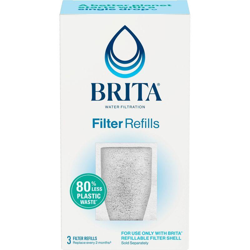 Brita Refillable Replacement Water Filters for Brita Water Pitchers and Dispensers - 3ct: Filters Chlorine, Cadmium, Mercury