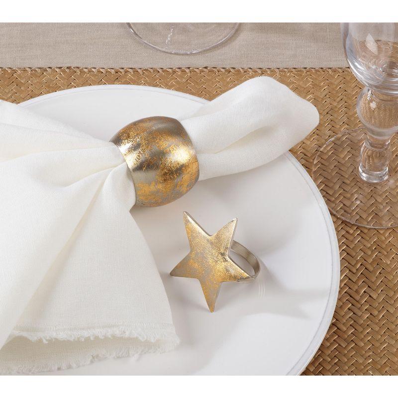 Saro Lifestyle Gold Texture Napkin Ring, Gold (Set of 4)