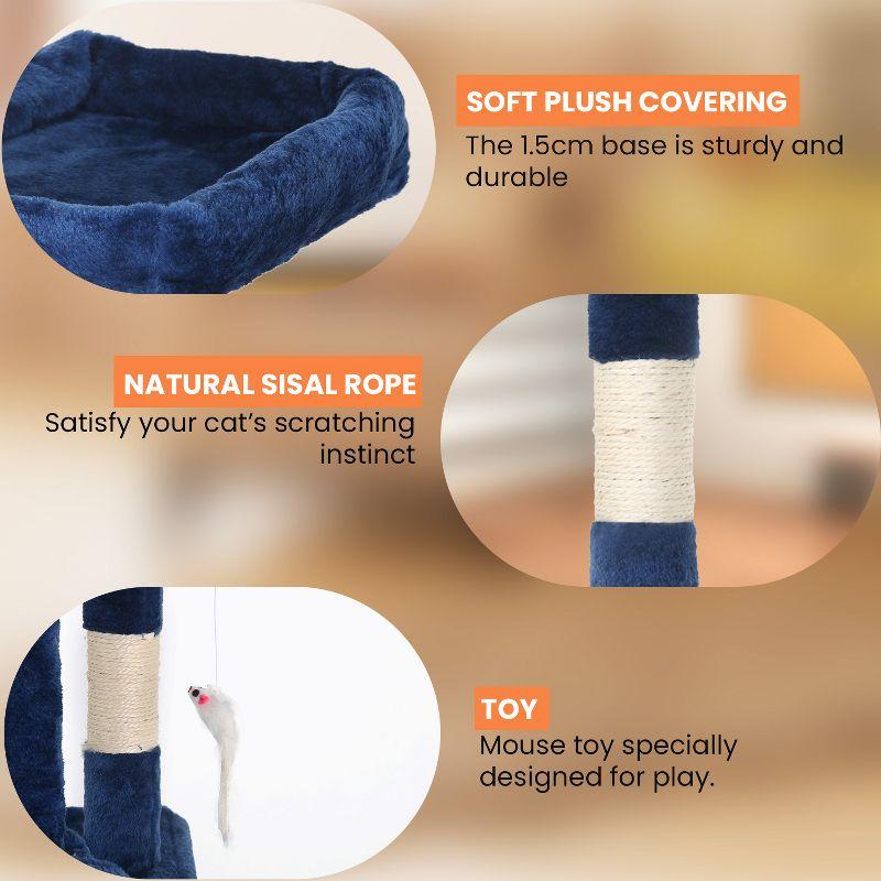 FDW Multi-Functional Cat Tree for Climbing Scratching and Resting Cat Tower for Indoor Cats with Cat Scratching Post Cat Condo Furniture, Navy Blue
