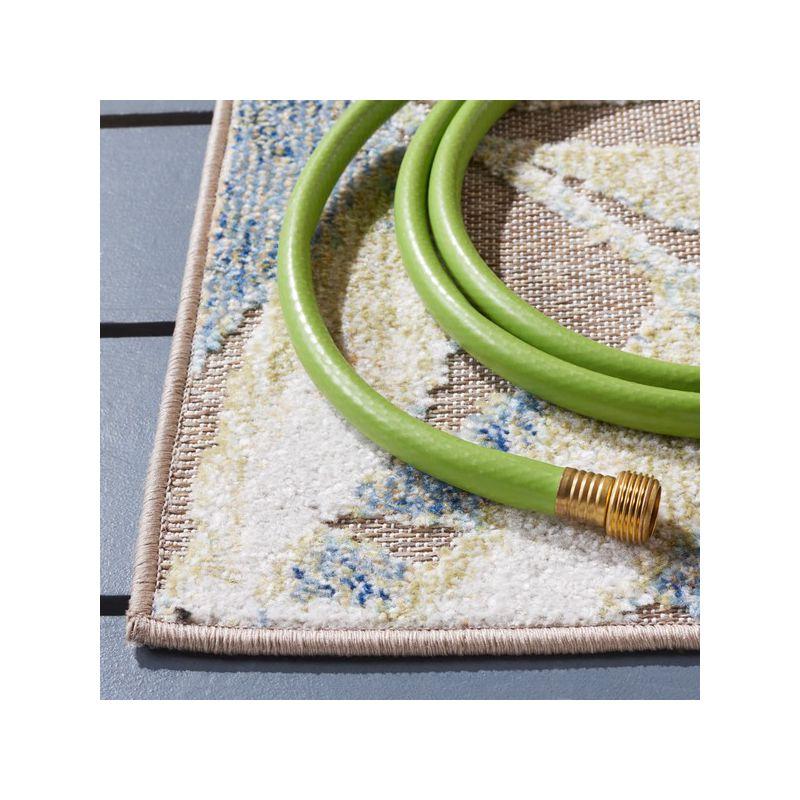 Sarasota SAR112 Power Loomed Indoor/Outdoor Area Rug - Light Green/Brown - 6'7"x6'7" - Safavieh.