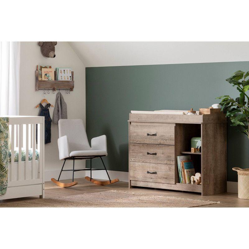 Weathered Oak Rustic Farmhouse Changing Table with Drawers