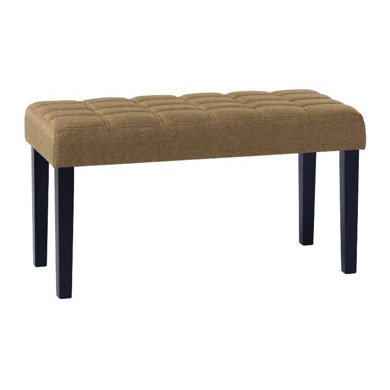 California Dark Beige Tufted Fabric Bedroom Bench with Wood Legs