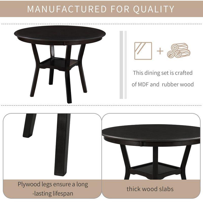 5-Piece Dining Table Set With Bottom Shelf Round Dining Table With 4 Upholstered Dining Chairs For Dining Room Living Room