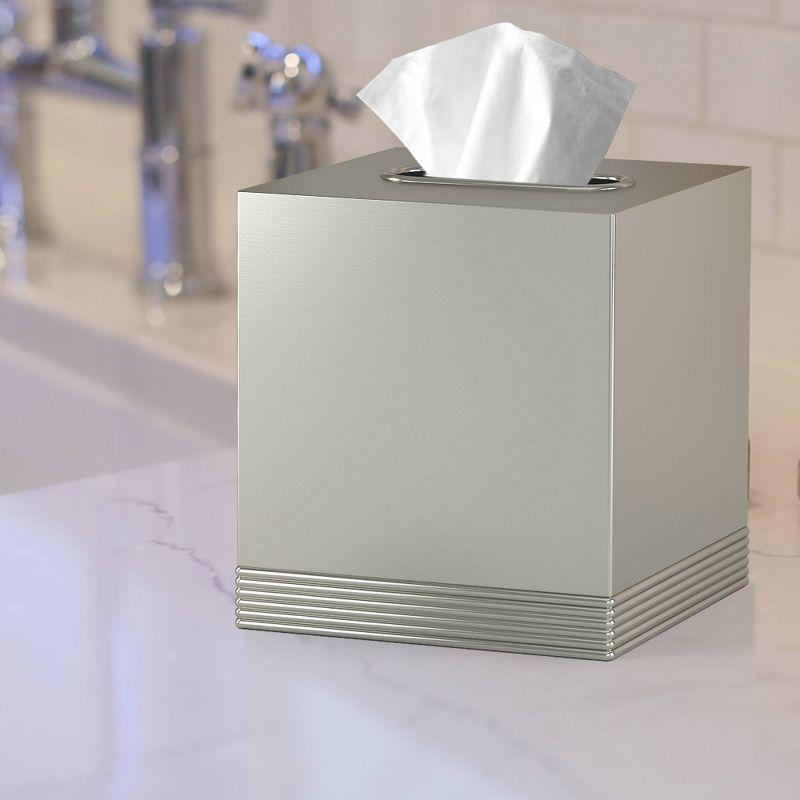 Special Metal Square Facial Tissue Box Cover - Nu Steel: Stainless Steel Holder, Pewter Finish, Bathroom Accessory