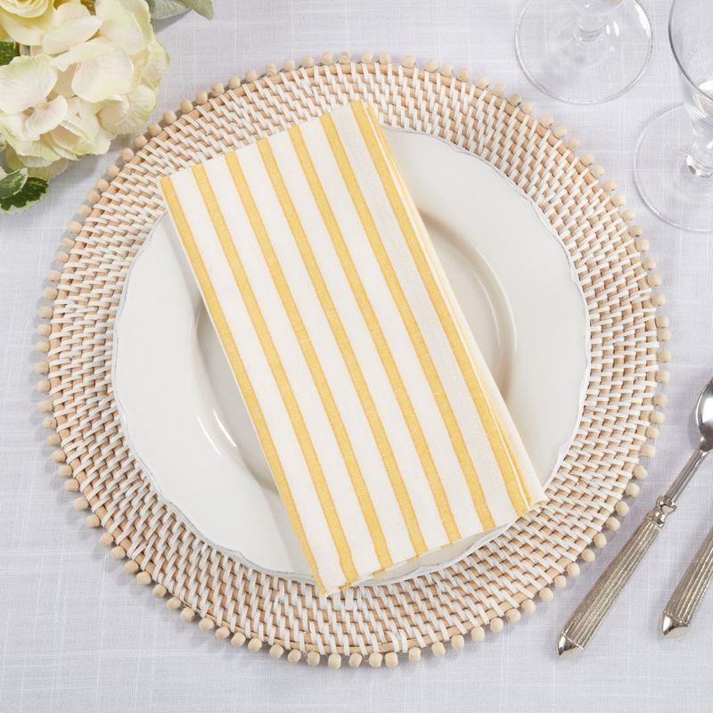 Saro Lifestyle Cotton Striped Napkins, Yellow, (Set of 4 pcs)