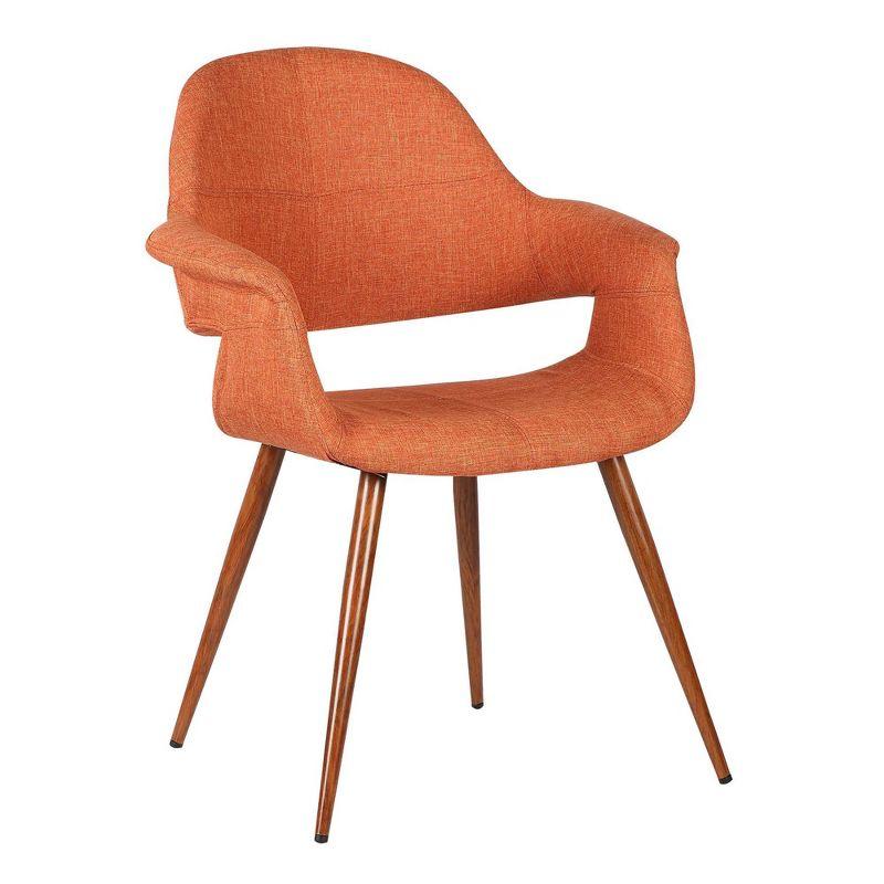 Phoebe Mid-Century Dining Chair Pumpkin - Armen Living: Upholstered, Walnut Legs, 250lb Capacity