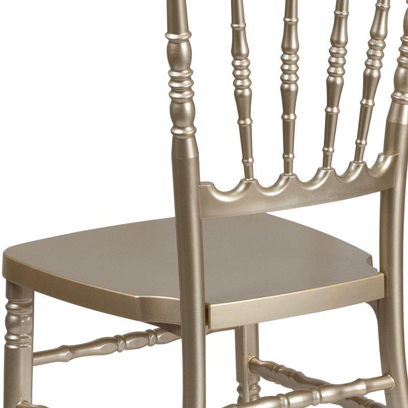 Elegant Gold Resin Napoleon Stacking Chair with Cushion Comfort