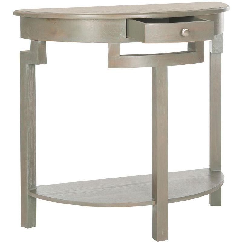 Transitional French Grey Demilune Console with Storage