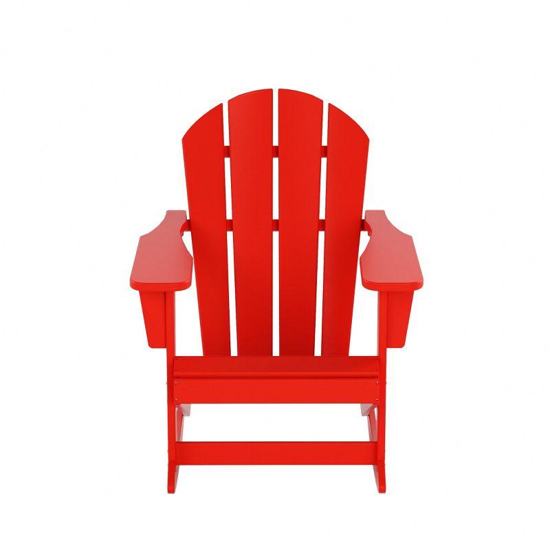 Red Plastic Outdoor Rocking Chair with Arms, 35" High