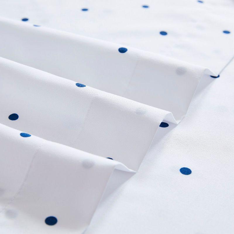 King Polka Dot Navy Microfiber Deep Pocket Sheet Set