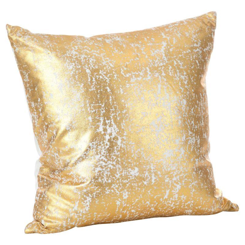 18" Gold Metallic Foil Print Cotton Throw Pillow