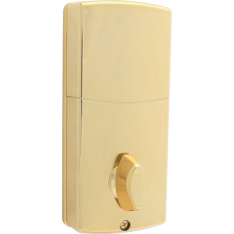 Honeywell Electronic Deadbolt- Polished Brass: Single Cylinder Door Lock, Steel & Plastic, Electric, Gold Finish