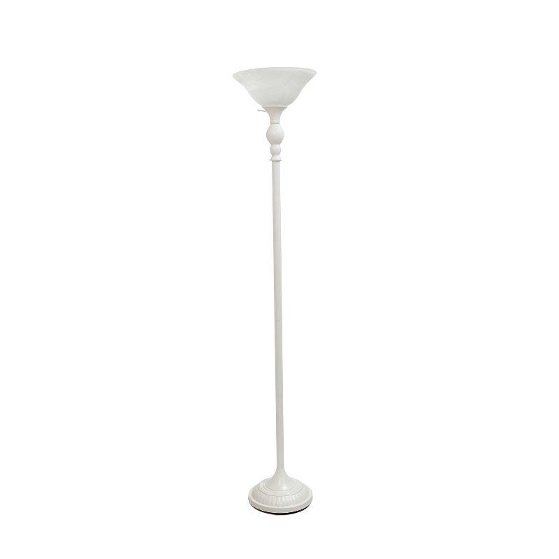 1-Light Torchiere Floor Lamp with Marbleized Glass Shade - Elegant Designs