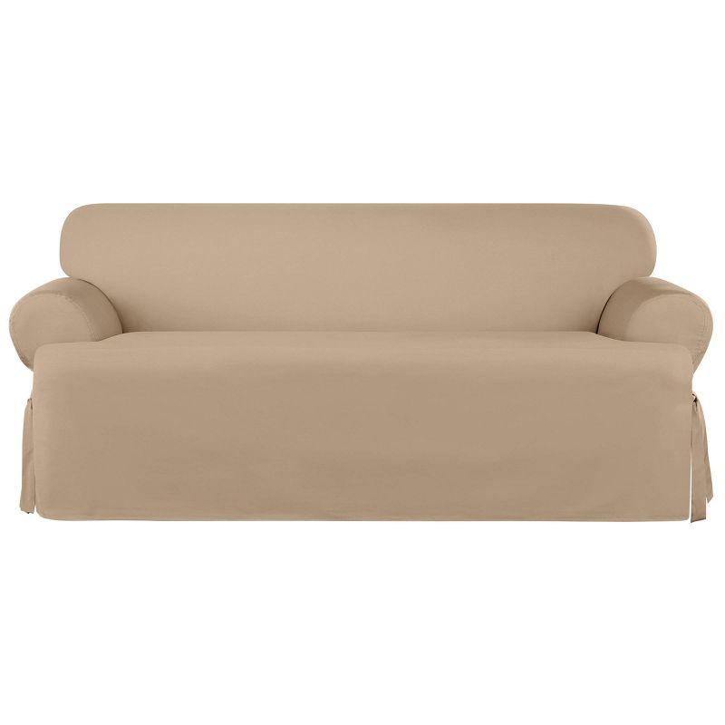 Khaki Heavyweight Cotton Duck T-Cushion Sofa Slipcover