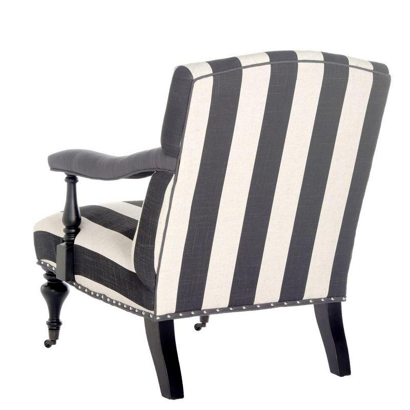 Contemporary White and Black Striped Wood Accent Arm Chair