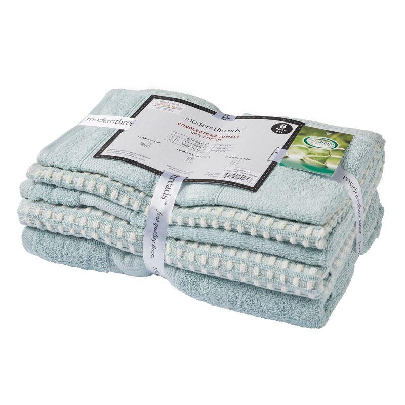 Modern Threads 6 Piece Yarn Dyed Jacquard Towel Set, Cobblestone.