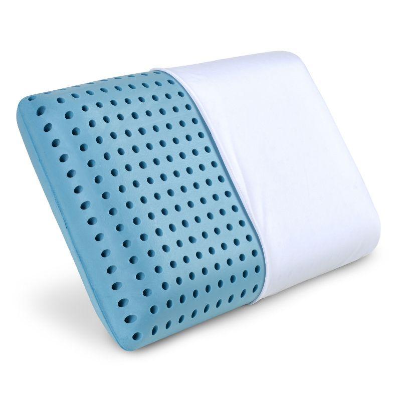 Blue Cooling Gel Infused Memory Foam Ventilated Pillow